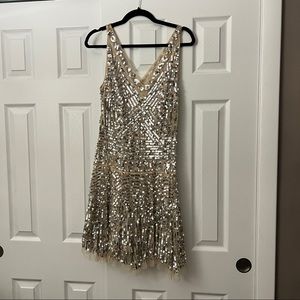 [never worn] Free People blush + silver sequin mini | Size M